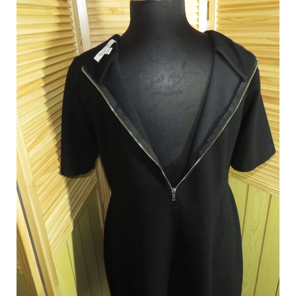 Spencer + Shaw Black Short Sleeve Textured Heavyweight Fit Flare Dress Plus 1X - Picture 5 of 8